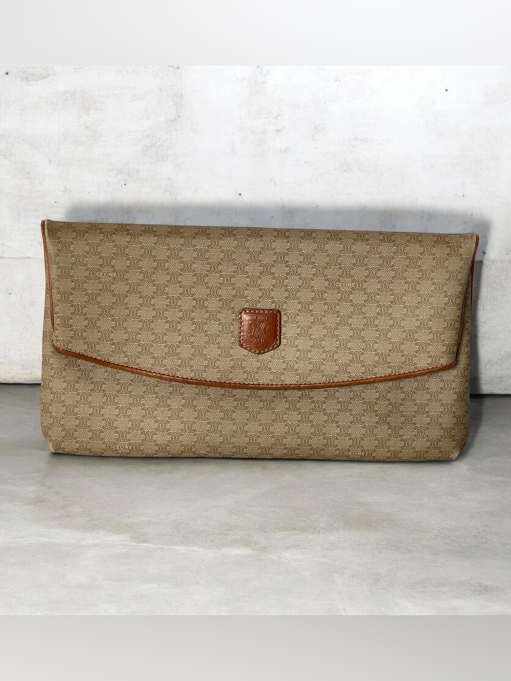 Vintage Celine Macadam Canvas Clutch | Classic Monogram Envelope Bag with COA